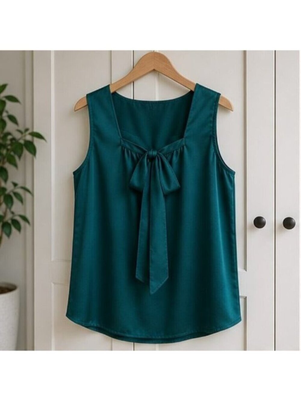 Emerald Tie Neck Blouse